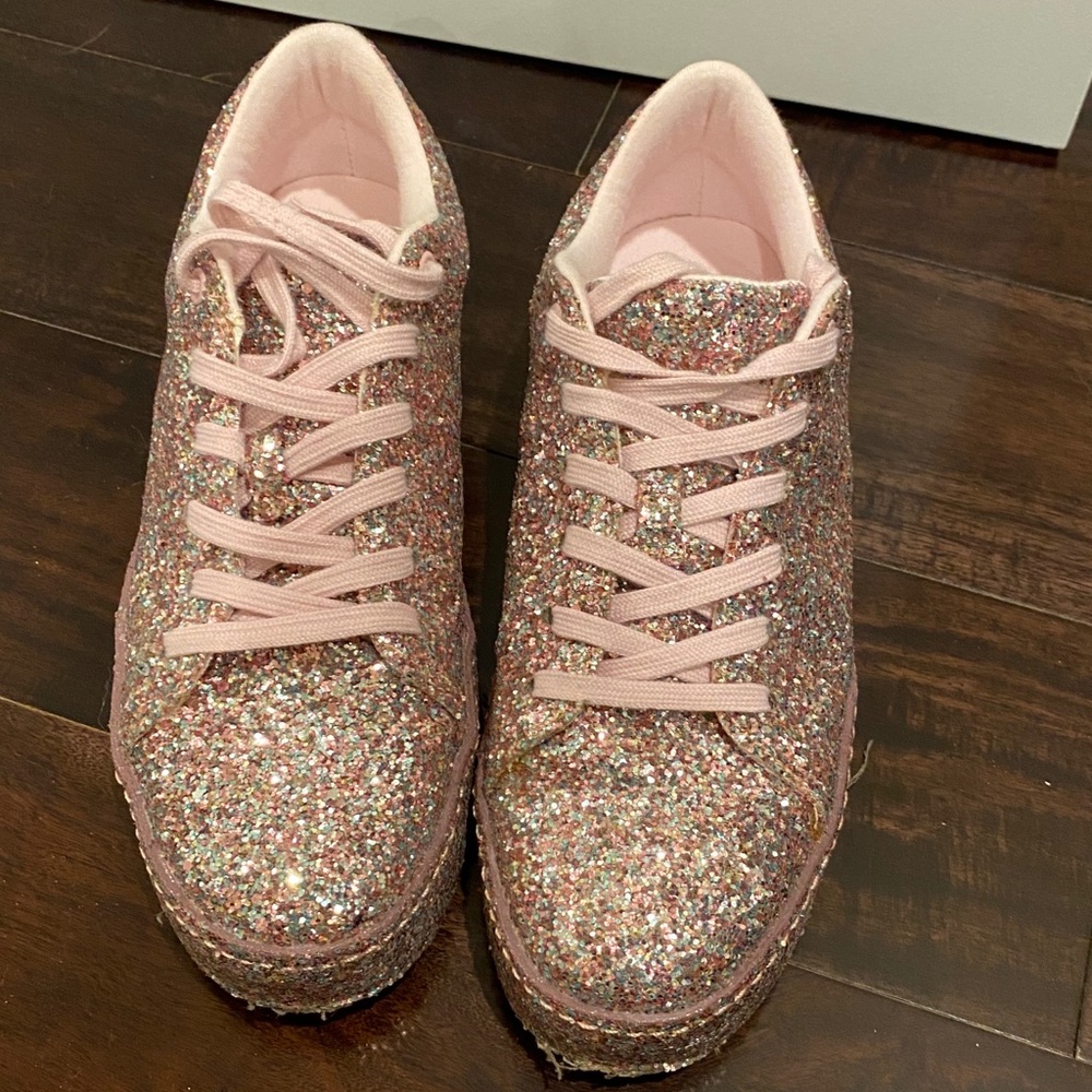 Aldo Glitter Pink Sneakers Size 7.5